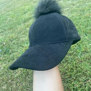 Black Cap with Pom Pom